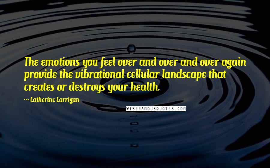 Catherine Carrigan Quotes: The emotions you feel over and over and over again provide the vibrational cellular landscape that creates or destroys your health.