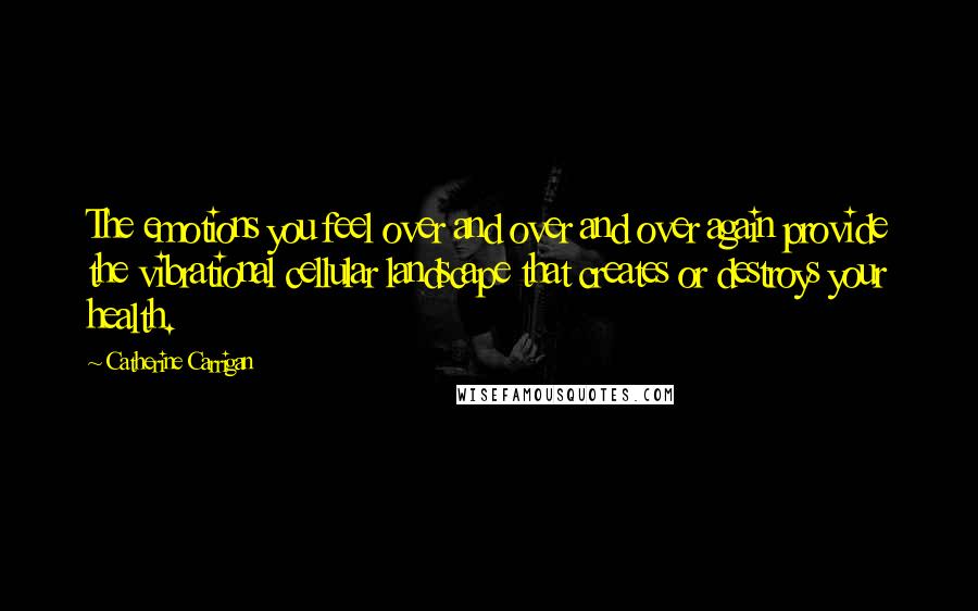 Catherine Carrigan Quotes: The emotions you feel over and over and over again provide the vibrational cellular landscape that creates or destroys your health.