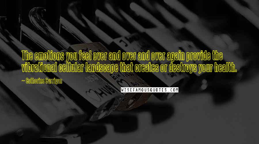 Catherine Carrigan Quotes: The emotions you feel over and over and over again provide the vibrational cellular landscape that creates or destroys your health.