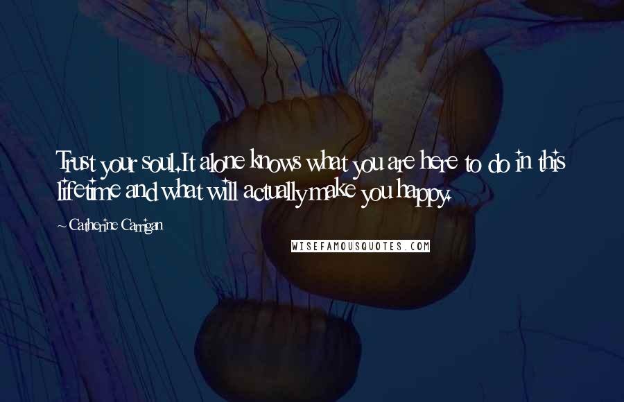 Catherine Carrigan Quotes: Trust your soul.It alone knows what you are here to do in this lifetime and what will actually make you happy.