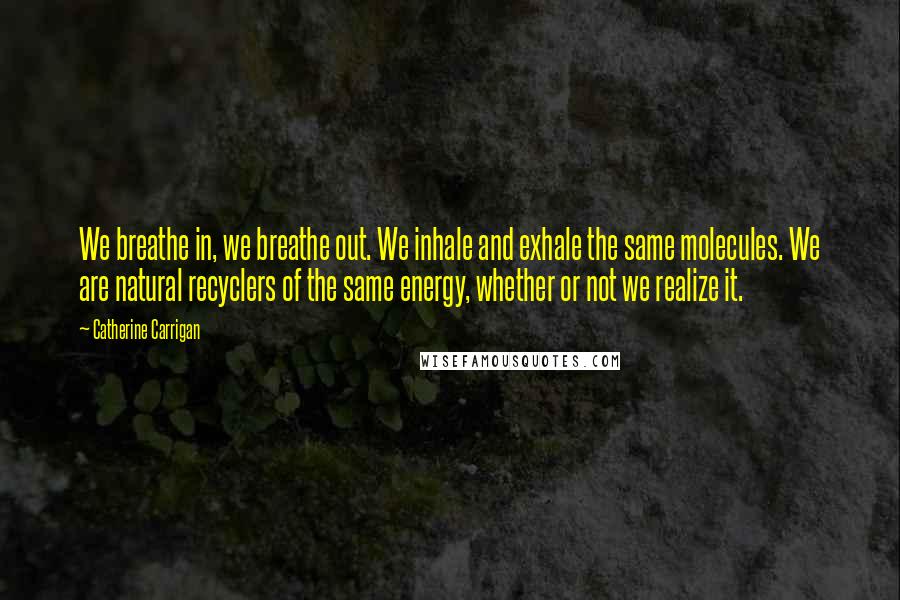 Catherine Carrigan Quotes: We breathe in, we breathe out. We inhale and exhale the same molecules. We are natural recyclers of the same energy, whether or not we realize it.