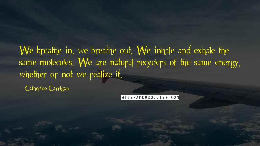 Catherine Carrigan Quotes: We breathe in, we breathe out. We inhale and exhale the same molecules. We are natural recyclers of the same energy, whether or not we realize it.