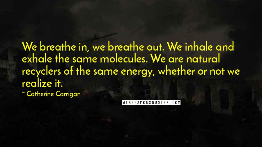 Catherine Carrigan Quotes: We breathe in, we breathe out. We inhale and exhale the same molecules. We are natural recyclers of the same energy, whether or not we realize it.