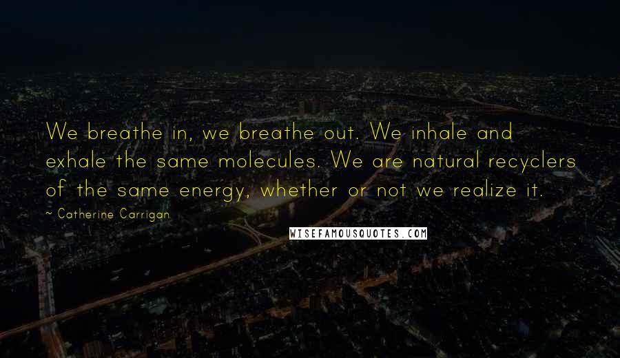 Catherine Carrigan Quotes: We breathe in, we breathe out. We inhale and exhale the same molecules. We are natural recyclers of the same energy, whether or not we realize it.