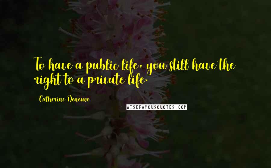 Catherine Deneuve Quotes: To have a public life, you still have the right to a private life.