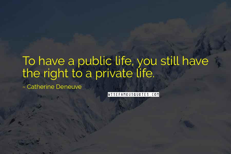 Catherine Deneuve Quotes: To have a public life, you still have the right to a private life.