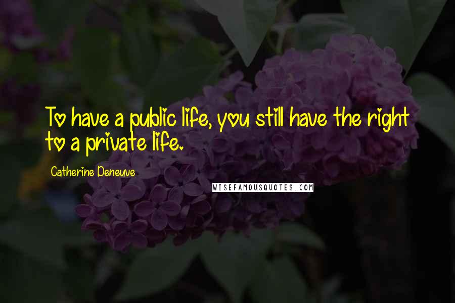 Catherine Deneuve Quotes: To have a public life, you still have the right to a private life.