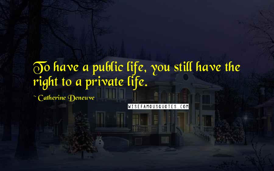 Catherine Deneuve Quotes: To have a public life, you still have the right to a private life.