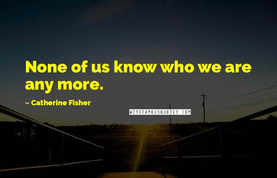 Catherine Fisher Quotes: None of us know who we are any more.