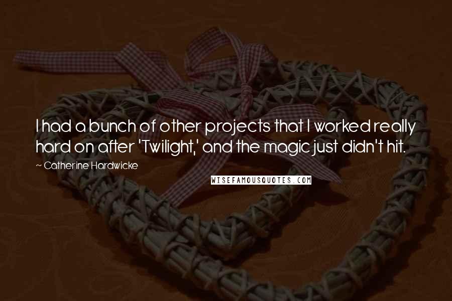 Catherine Hardwicke Quotes: I had a bunch of other projects that I worked really hard on after 'Twilight,' and the magic just didn't hit.