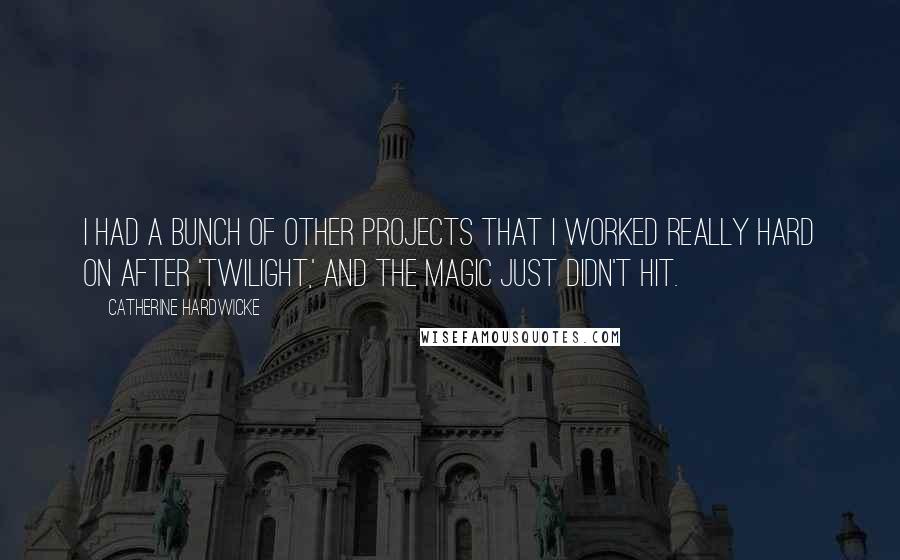 Catherine Hardwicke Quotes: I had a bunch of other projects that I worked really hard on after 'Twilight,' and the magic just didn't hit.