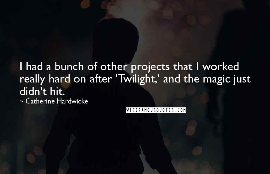 Catherine Hardwicke Quotes: I had a bunch of other projects that I worked really hard on after 'Twilight,' and the magic just didn't hit.