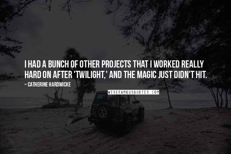 Catherine Hardwicke Quotes: I had a bunch of other projects that I worked really hard on after 'Twilight,' and the magic just didn't hit.