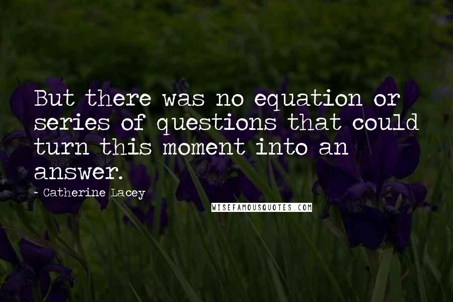 Catherine Lacey Quotes: But there was no equation or series of questions that could turn this moment into an answer.