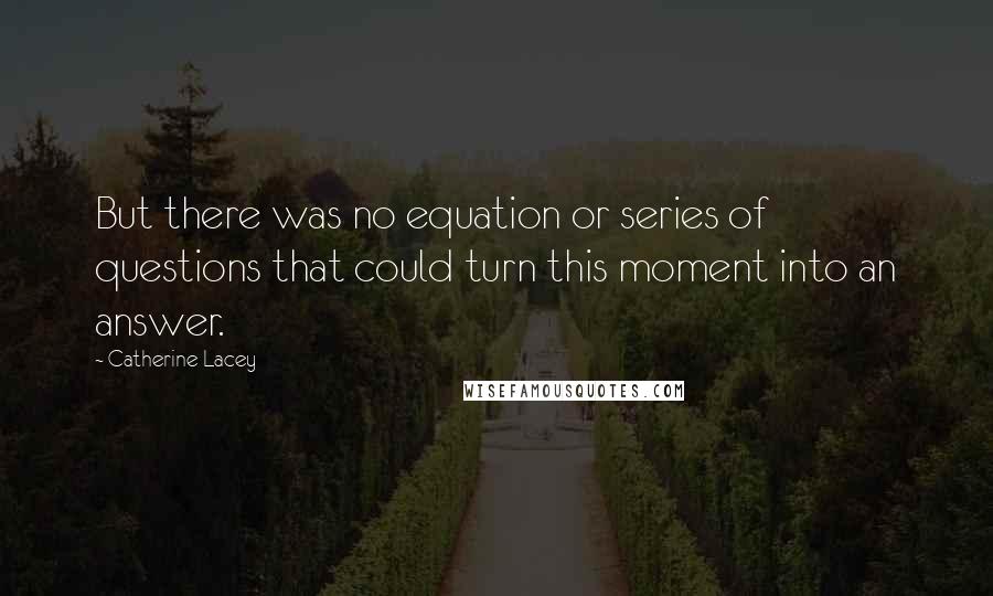 Catherine Lacey Quotes: But there was no equation or series of questions that could turn this moment into an answer.