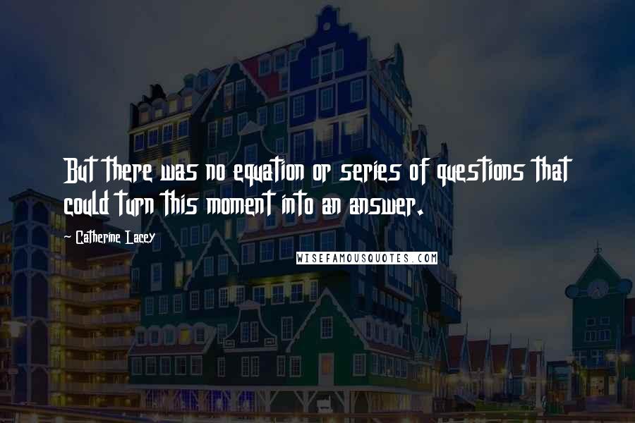 Catherine Lacey Quotes: But there was no equation or series of questions that could turn this moment into an answer.