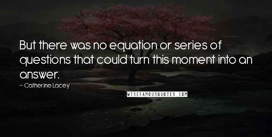 Catherine Lacey Quotes: But there was no equation or series of questions that could turn this moment into an answer.