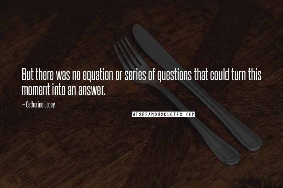 Catherine Lacey Quotes: But there was no equation or series of questions that could turn this moment into an answer.