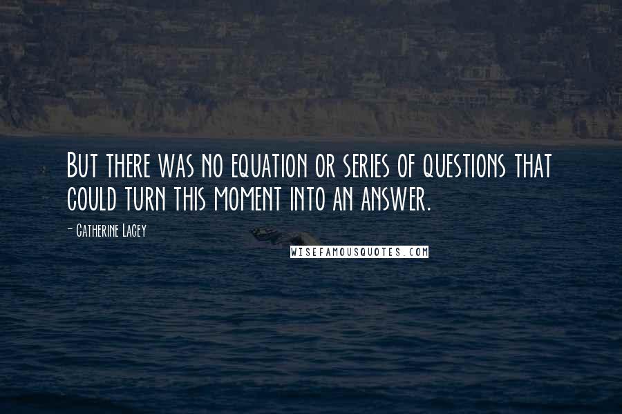 Catherine Lacey Quotes: But there was no equation or series of questions that could turn this moment into an answer.