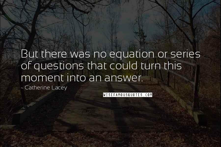 Catherine Lacey Quotes: But there was no equation or series of questions that could turn this moment into an answer.