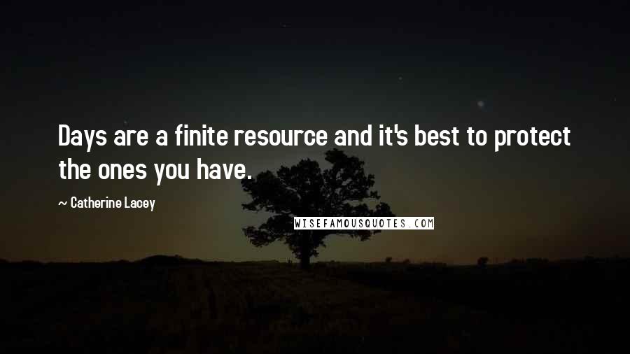 Catherine Lacey Quotes: Days are a finite resource and it's best to protect the ones you have.
