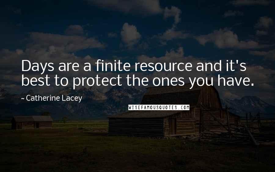 Catherine Lacey Quotes: Days are a finite resource and it's best to protect the ones you have.