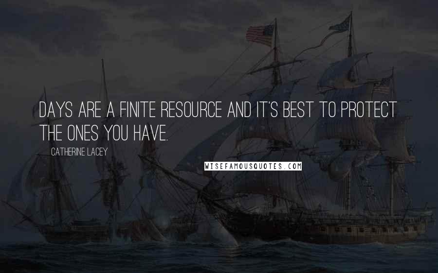 Catherine Lacey Quotes: Days are a finite resource and it's best to protect the ones you have.