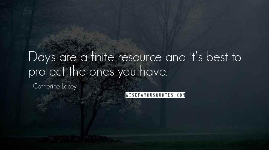 Catherine Lacey Quotes: Days are a finite resource and it's best to protect the ones you have.