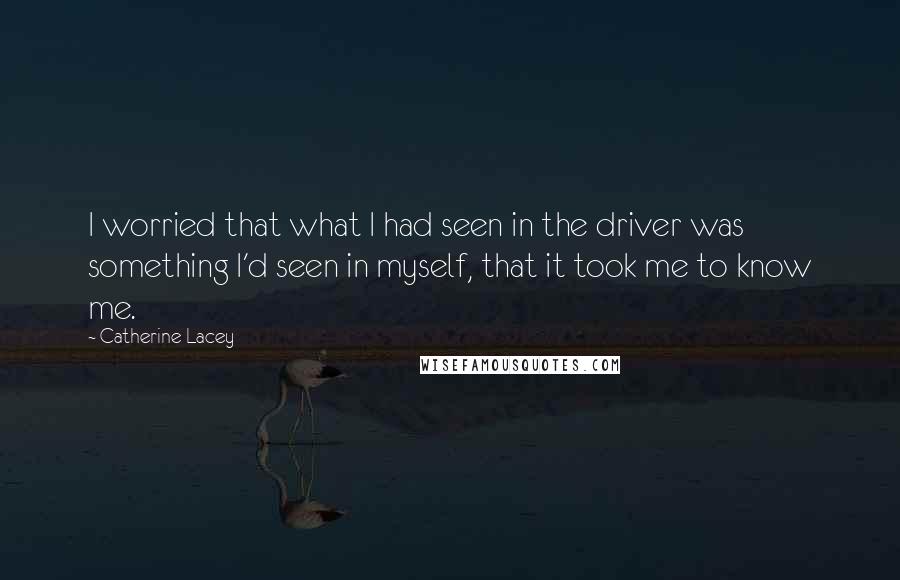 Catherine Lacey Quotes: I worried that what I had seen in the driver was something I'd seen in myself, that it took me to know me.