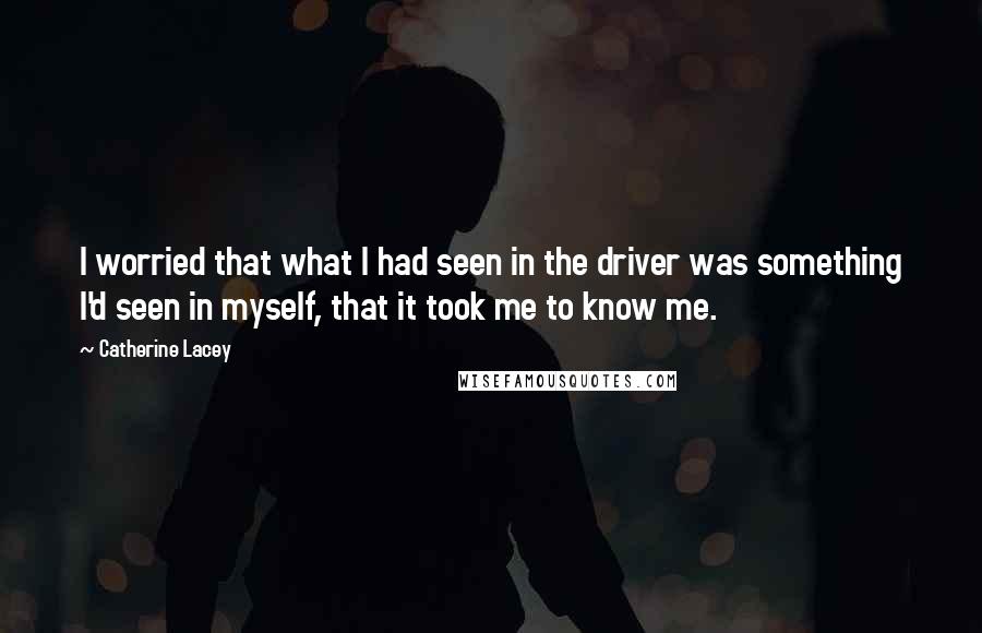 Catherine Lacey Quotes: I worried that what I had seen in the driver was something I'd seen in myself, that it took me to know me.