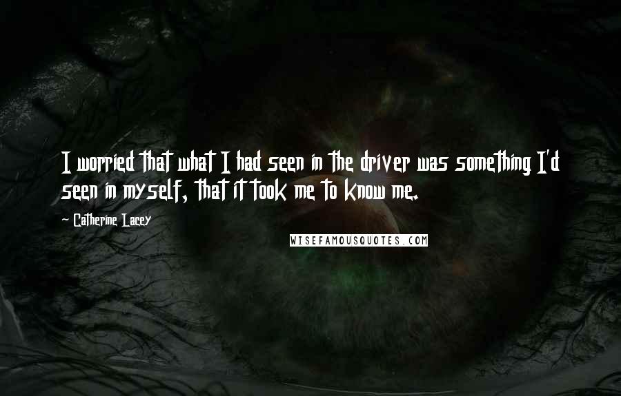 Catherine Lacey Quotes: I worried that what I had seen in the driver was something I'd seen in myself, that it took me to know me.