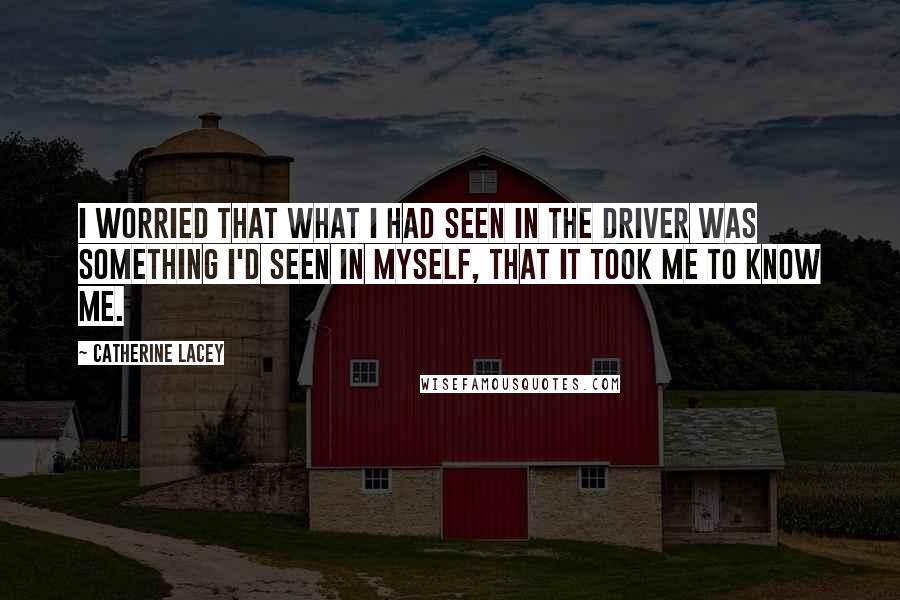 Catherine Lacey Quotes: I worried that what I had seen in the driver was something I'd seen in myself, that it took me to know me.