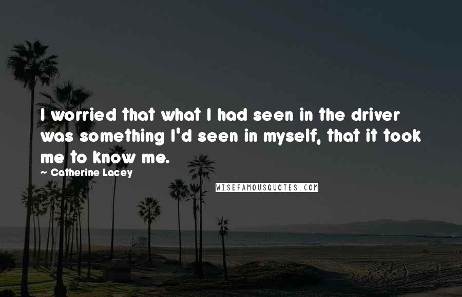 Catherine Lacey Quotes: I worried that what I had seen in the driver was something I'd seen in myself, that it took me to know me.