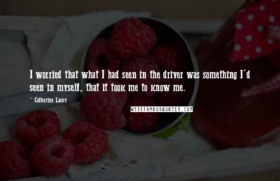Catherine Lacey Quotes: I worried that what I had seen in the driver was something I'd seen in myself, that it took me to know me.