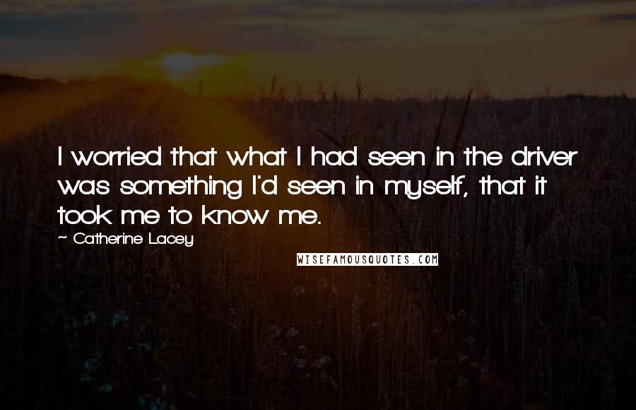 Catherine Lacey Quotes: I worried that what I had seen in the driver was something I'd seen in myself, that it took me to know me.