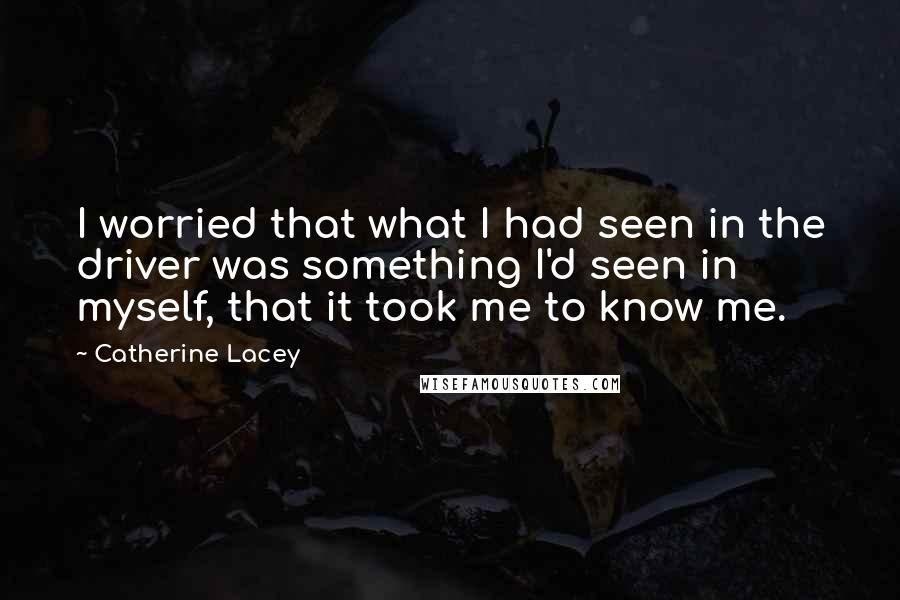 Catherine Lacey Quotes: I worried that what I had seen in the driver was something I'd seen in myself, that it took me to know me.