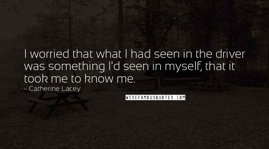Catherine Lacey Quotes: I worried that what I had seen in the driver was something I'd seen in myself, that it took me to know me.