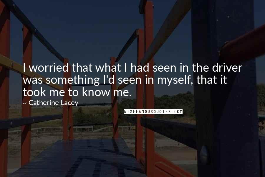 Catherine Lacey Quotes: I worried that what I had seen in the driver was something I'd seen in myself, that it took me to know me.
