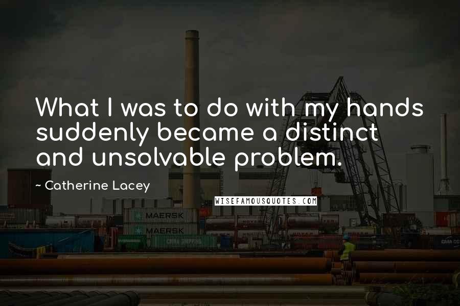 Catherine Lacey Quotes: What I was to do with my hands suddenly became a distinct and unsolvable problem.