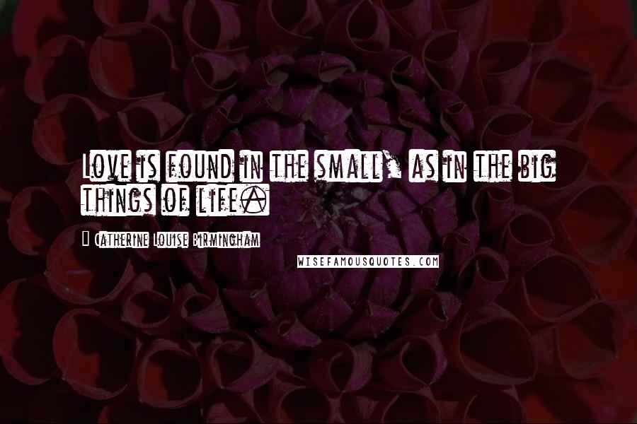 Catherine Louise Birmingham Quotes: Love is found in the small, as in the big things of life.