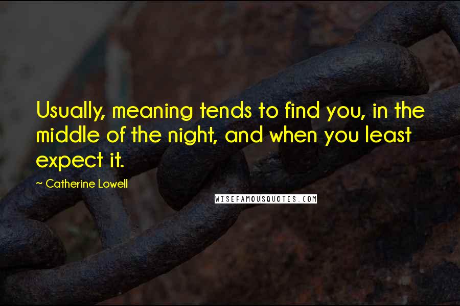 Catherine Lowell Quotes: Usually, meaning tends to find you, in the middle of the night, and when you least expect it.