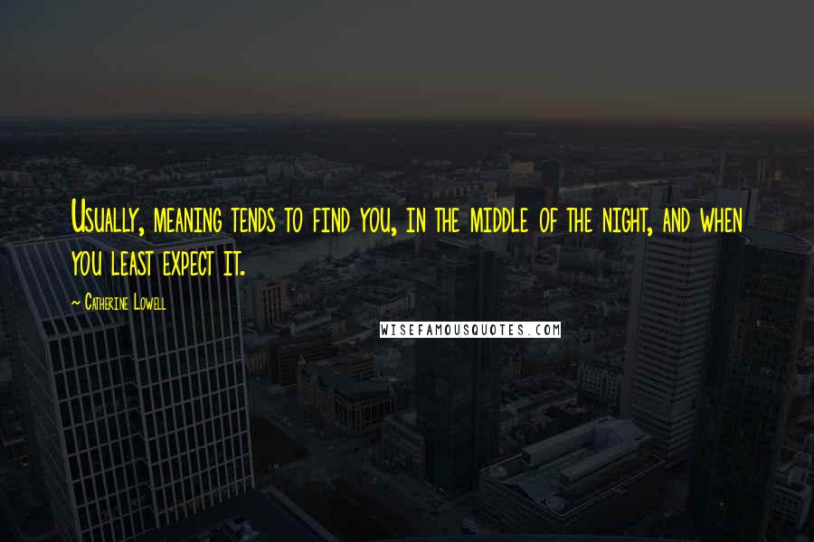 Catherine Lowell Quotes: Usually, meaning tends to find you, in the middle of the night, and when you least expect it.