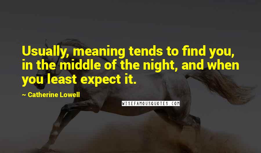 Catherine Lowell Quotes: Usually, meaning tends to find you, in the middle of the night, and when you least expect it.