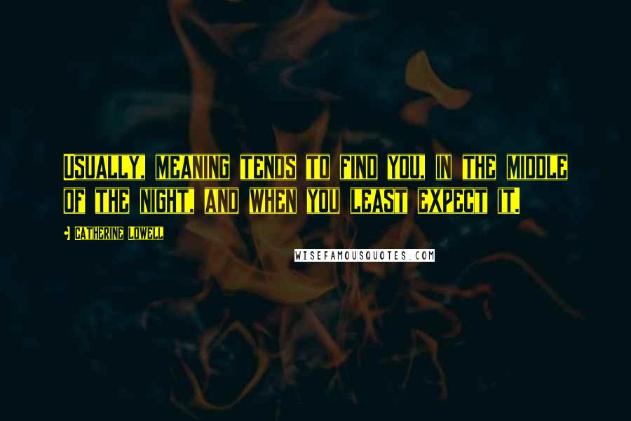 Catherine Lowell Quotes: Usually, meaning tends to find you, in the middle of the night, and when you least expect it.