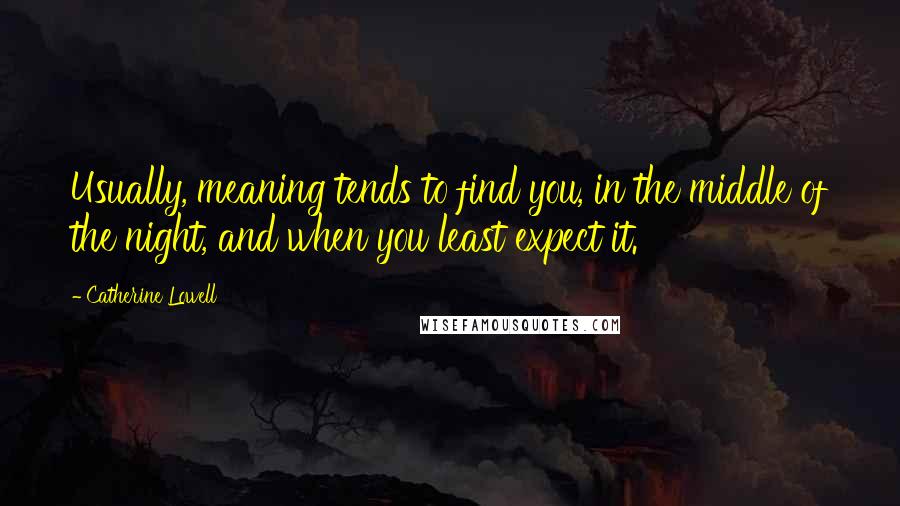 Catherine Lowell Quotes: Usually, meaning tends to find you, in the middle of the night, and when you least expect it.