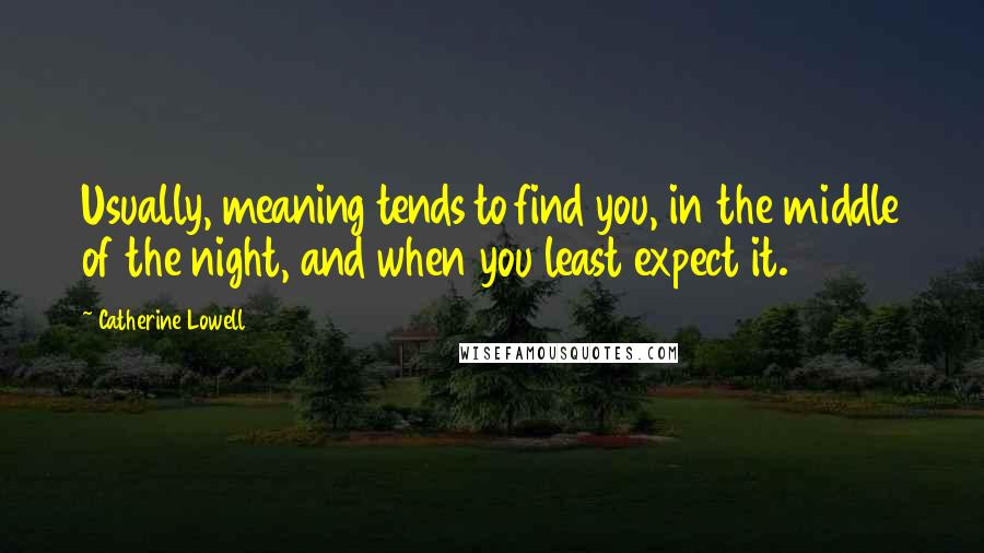 Catherine Lowell Quotes: Usually, meaning tends to find you, in the middle of the night, and when you least expect it.