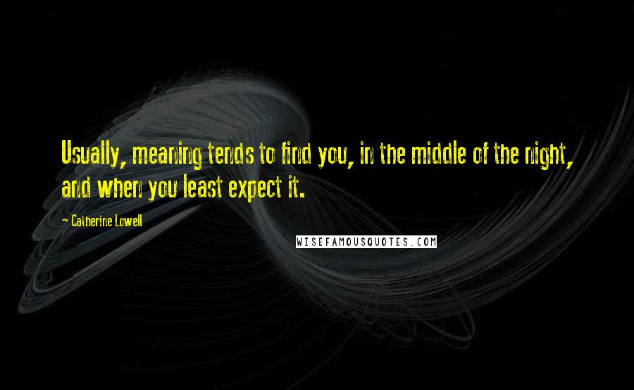 Catherine Lowell Quotes: Usually, meaning tends to find you, in the middle of the night, and when you least expect it.