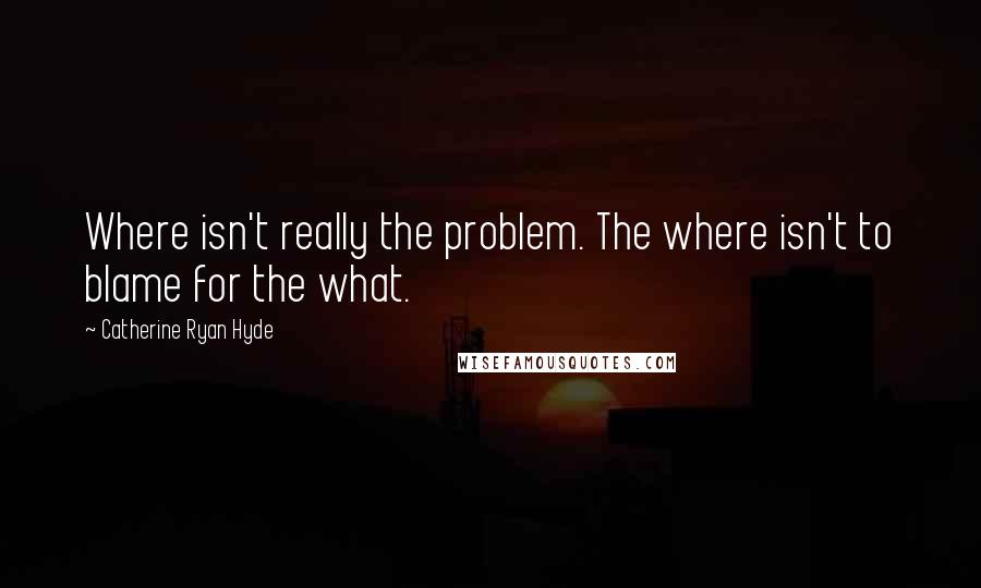 Catherine Ryan Hyde Quotes: Where isn't really the problem. The where isn't to blame for the what.