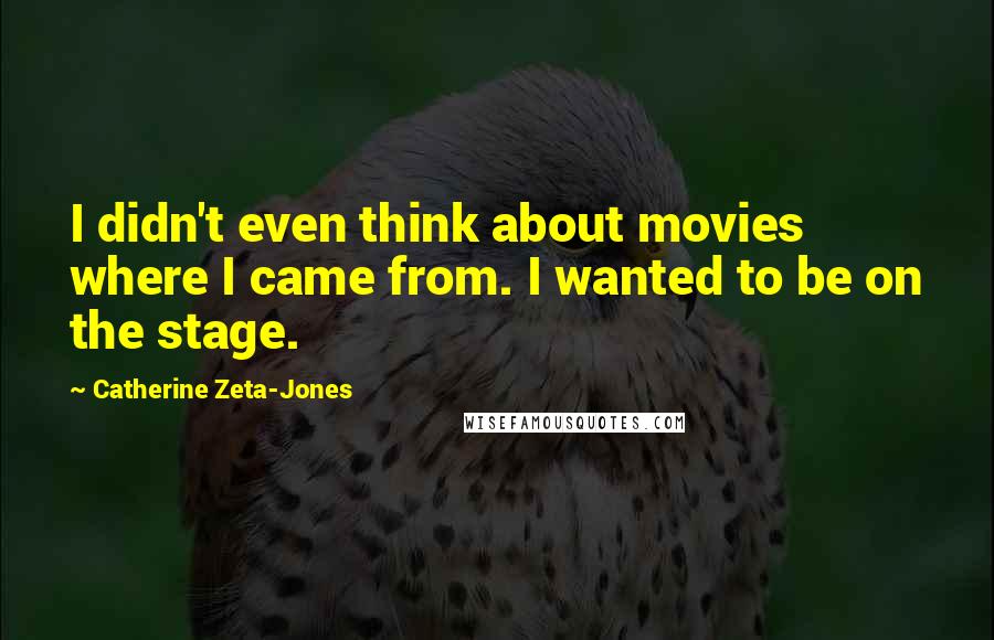 Catherine Zeta-Jones Quotes: I didn't even think about movies where I came from. I wanted to be on the stage.