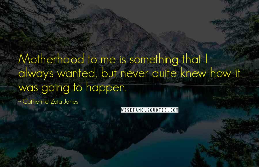 Catherine Zeta-Jones Quotes: Motherhood to me is something that I always wanted, but never quite knew how it was going to happen.